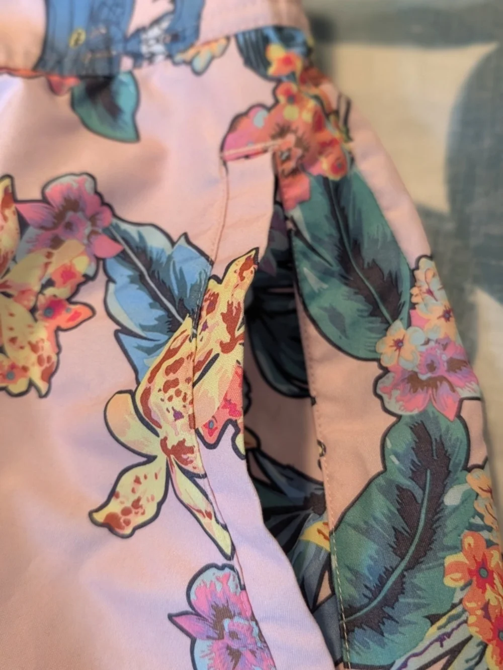 Men's Pink Floral Surf Print Swim Trunks